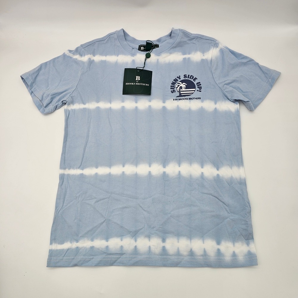 B by Brooks Brothers Boys T-Shirt Tie Dye Sunny Side Up Graphic Blue 12Y NWT